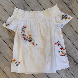 Tory Burch Off-The-Shoulder Blouse, Sz. 12, White